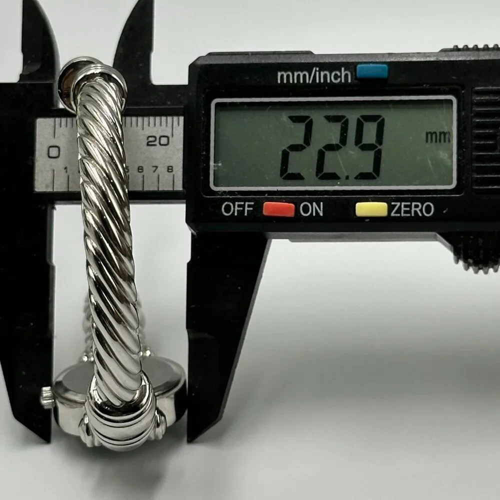Cote D'Azur Watch Women Silver Tone Twisted Rope Hinged Cuff Band New Battery